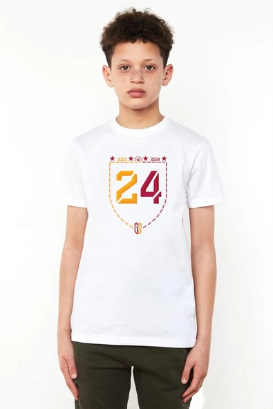 24 Şampiyonluk Beyaz Çocuk Bisikletyaka Tshirt ürün görseli 1