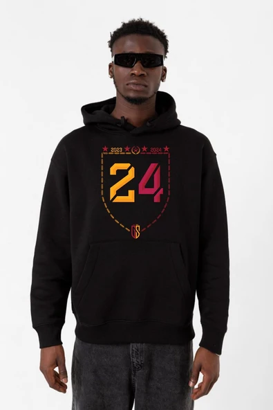 24 Şampiyonluk Siyah Erkek 3ip Kapşonlu Sweatshirt ürün görseli 1