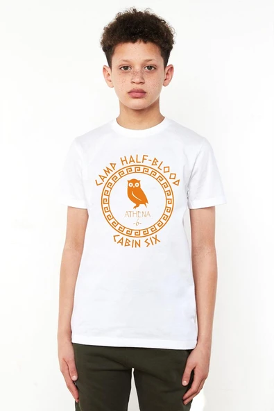 Camp Half Blood Athena Beyaz Çocuk Bisikletyaka Tshirt ürün görseli 1