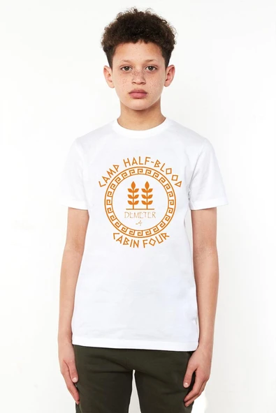 Camp Half Blood Demeter Beyaz Çocuk Bisikletyaka Tshirt ürün görseli 1