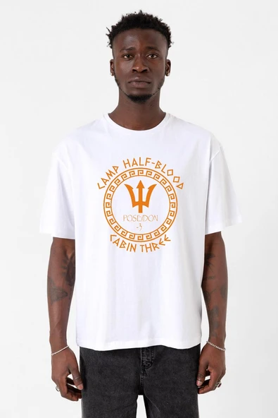 Camp Half Blood Poseidon Beyaz Erkek Oversize Tshirt ürün görseli 1