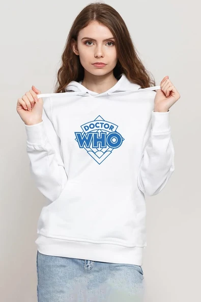 Doctor Who New Beyaz Kadın 3ip Kapşonlu Sweatshirt ürün görseli 1