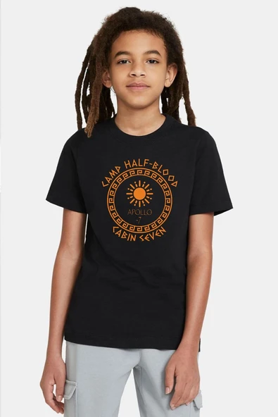Camp Half Blood Apollo Siyah Çocuk Tshirt ürün görseli 1