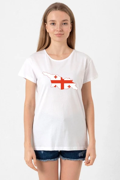 Euro 24 Georgia Beyaz Kadın Bisikletyaka Tshirt ürün görseli 1