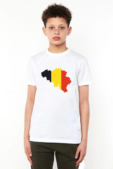 Euro 24 Belgium Beyaz Çocuk Bisikletyaka Tshirt ürün görseli 1
