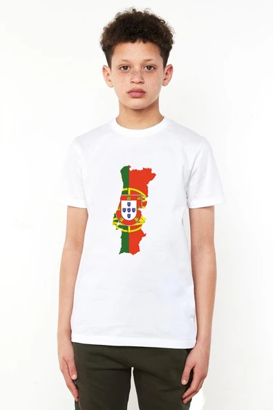 Euro 24 Portugal Beyaz Çocuk Bisikletyaka Tshirt ürün görseli 1