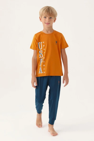 U.S. Polo Assn.1717 Lisanslı Graphic Erkek Çocuk Pijama Takımı ürün görseli 1