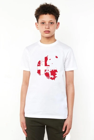 Euro 24 Denmark Beyaz Çocuk Bisikletyaka Tshirt ürün görseli 1