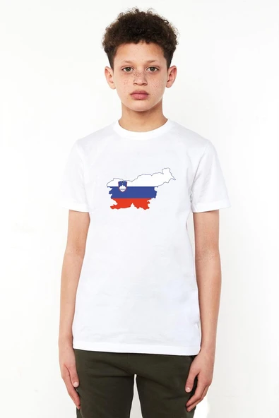 Euro 24 Slovenia Beyaz Çocuk Bisikletyaka Tshirt ürün görseli 1
