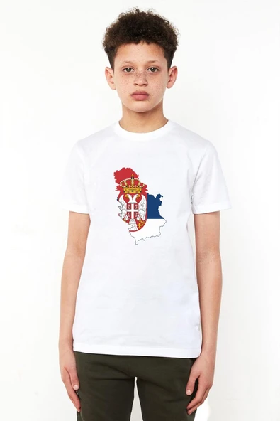 Euro 24 Serbia Beyaz Çocuk Bisikletyaka Tshirt ürün görseli 1