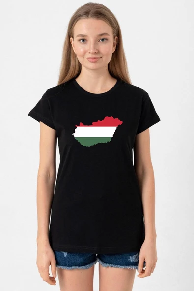 Euro 24 Hungary Siyah Kadın Tshirt ürün görseli 1