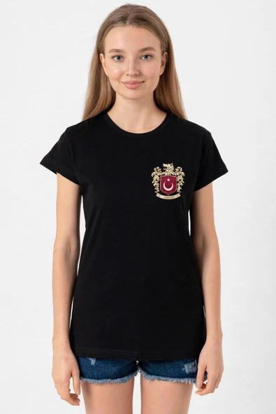 Türk Kurt Milli Arma Siyah Kadın Tshirt ürün görseli 1