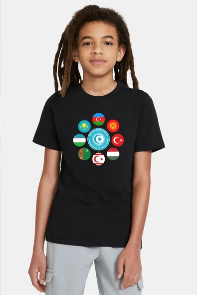 Türk Devletleri Teşkilat Siyah Çocuk Tshirt ürün görseli 1