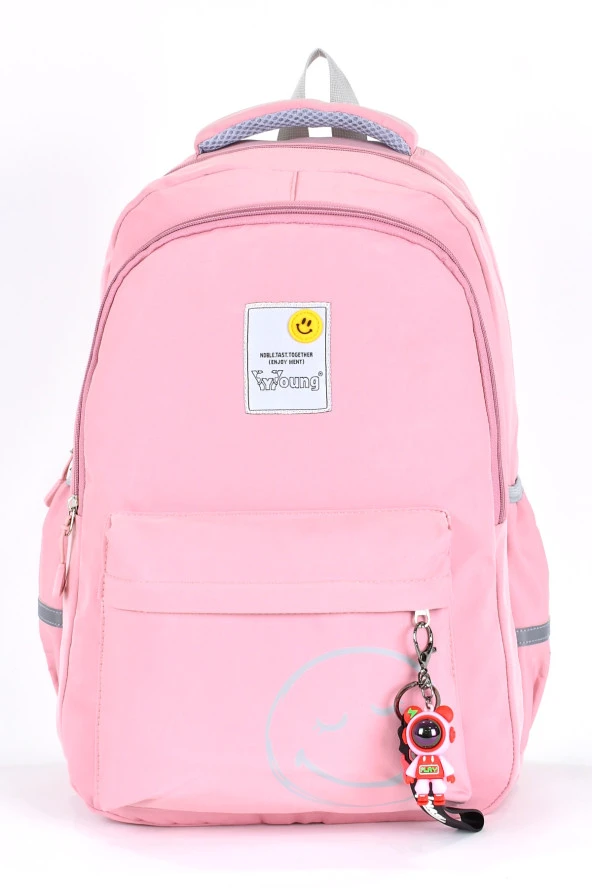Elatae Unisex Ortopedik Çok Gözlü Günlük Seyahat Okul Sırt Çantası Pembe 51709 ürün görseli 1