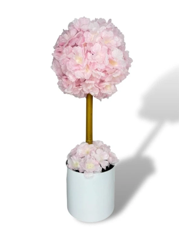 Nettenevime Yapay Çiçek Beyaz Metal Saksıda Bahardalı Japon Kiraz Çiçeği Ağacı 45*15cm ürün görseli 1