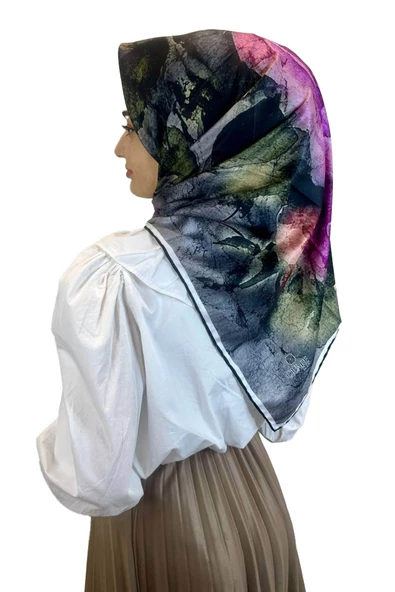 Quare Çiçek Desenli Rayon Eşarp 10701  FUŞYA ürün görseli 1