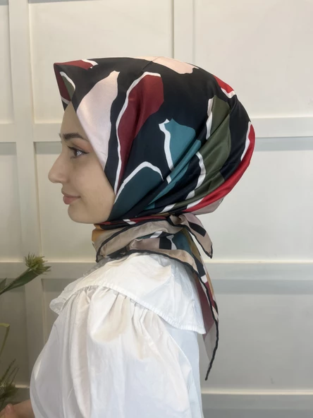 Quare Desenli Rayon Eşarp 01072  VİZON - Resim 3