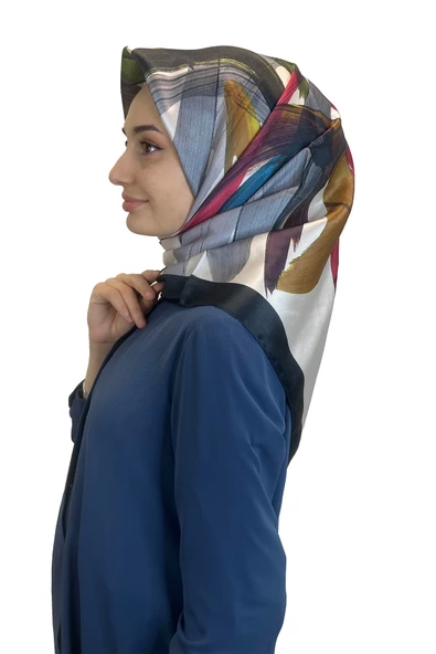 Quare Fırça Desen Kristal Eşarp 01066  SİYAH BEYAZ ürün görseli 1