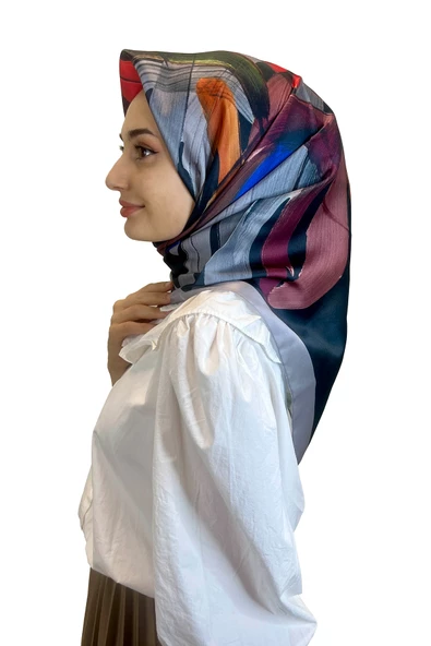 Quare Fırça Desen Kristal Eşarp 01066  GRİ SİYAH ürün görseli 1