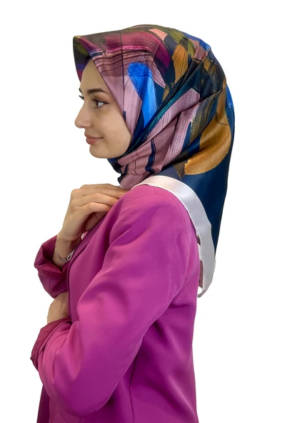 Quare Fırça Desen Kristal Eşarp 01066  LACİVERT ürün görseli 1