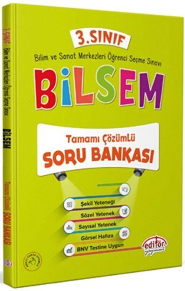 3. Sınıf Bilsem Tamamı Çözümlü Soru Bankası Editör Yayınları ürün görseli 1