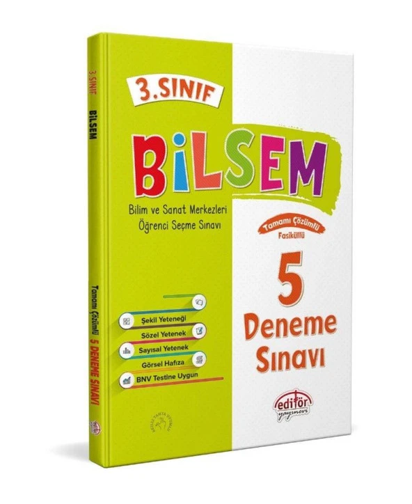 3. Sınıf Bilsem Tamamı Çözümlü 5 Fasikül Deneme Sınavı Editör Yayınevi ürün görseli 1