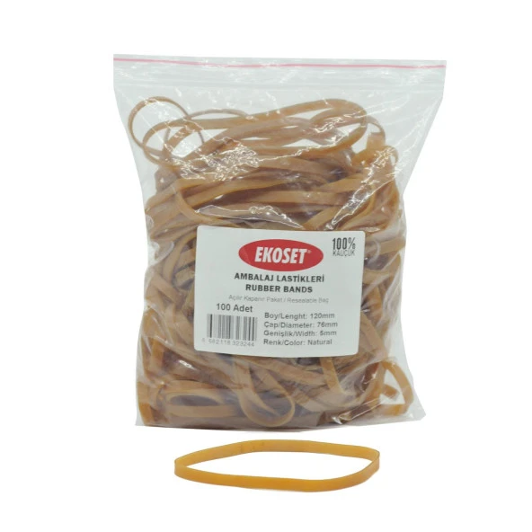 Ekoset 120x5mm Geniş Kauçuk Paket Ambalaj Kasa Lastiği 100 Adet ürün görseli 1