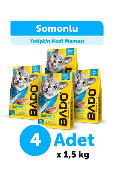 Bado Yetişkin Kedi Maması Somonlu 1,5 Kg 4'lü ürün görseli 1