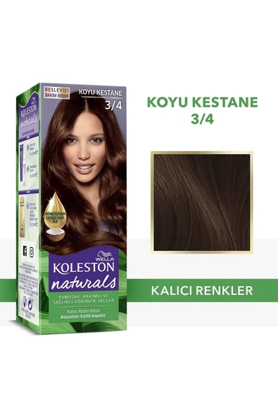 Wella Koleston Naturals Saç Boyası 3/4 Koyu Kestane ürün görseli 1