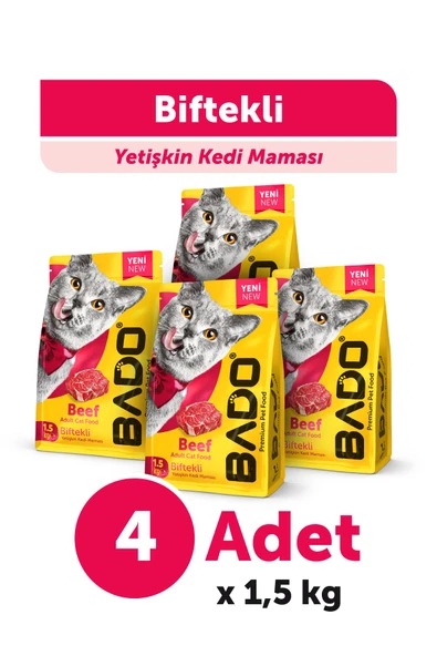 Bado Yetişkin Kedi Maması Etli Biftekli 1,5 Kg 4'lü ürün görseli 1