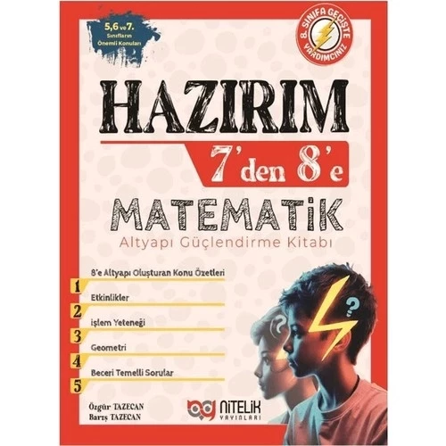 Nitelik Yayınları Hazırım 7'den 8'e Matematik Alt Yapı Güçlendirme Kitabı ürün görseli 1