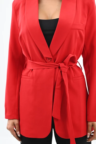 Kadın Kuşaklı Blazer Ceket 9004-1-24 - Resim 6