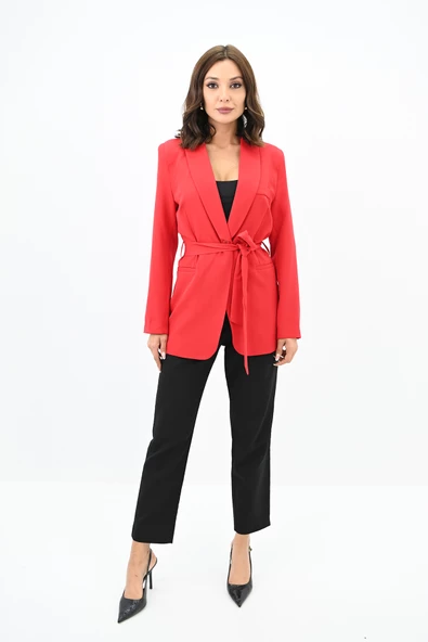 Kadın Kuşaklı Blazer Ceket 9004-1-24 - Resim 2