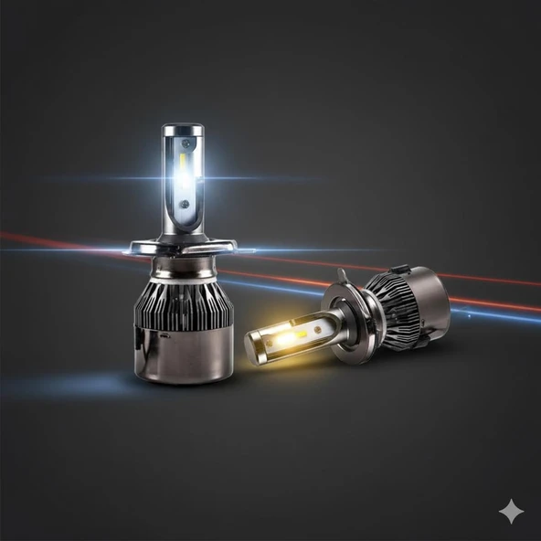 Space 12V Çift Renk Sarı Beyaz H4 Led Far Ampulü ürün görseli 1