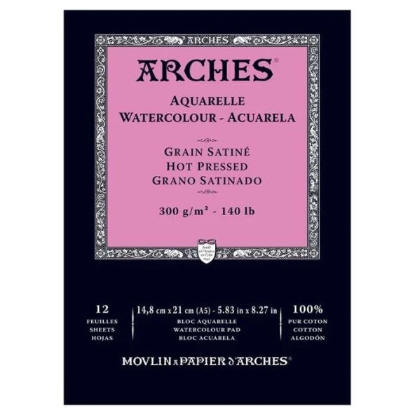 Arches Suluboya Blok Defter Düz Doku  300 gr  A5 12 Yaprak ürün görseli 1