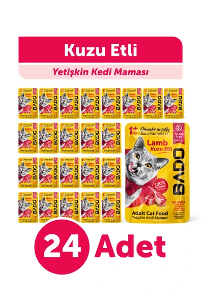 Bado Yetişkin Yaş Kedi Maması Kuzu Etli 85Gr 24'lü ürün görseli 1