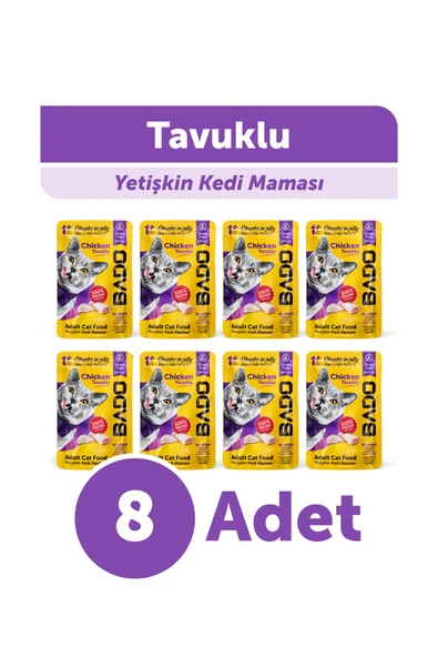 Bado Yetişkin Yaş Kedi Maması Tavuk Etli 85Gr 8'li ürün görseli 1
