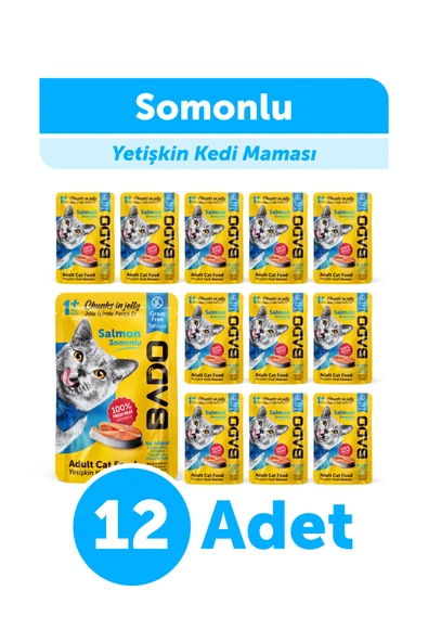 Bado Yetişkin Yaş Kedi Maması Somonlu 85Gr 12'li ürün görseli 1