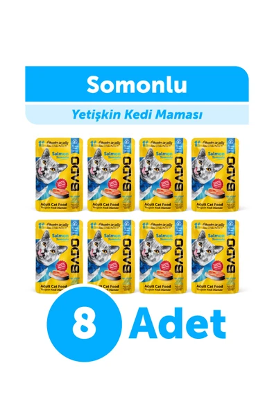 Bado Yetişkin Yaş Kedi Maması Somonlu 85Gr 8'li ürün görseli 1