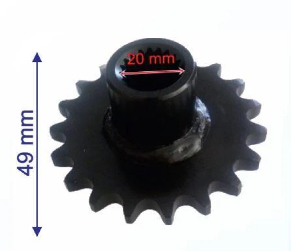ÖN DİŞLİ ATV 19T - 428  İÇ 20 mm UZUNLUK 49 mm ürün görseli 1