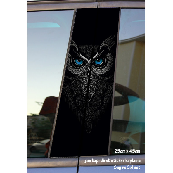 baykuş - yan kapı direk kaplama folyosu - 2 adet sol sağ sticker set ürün görseli 1