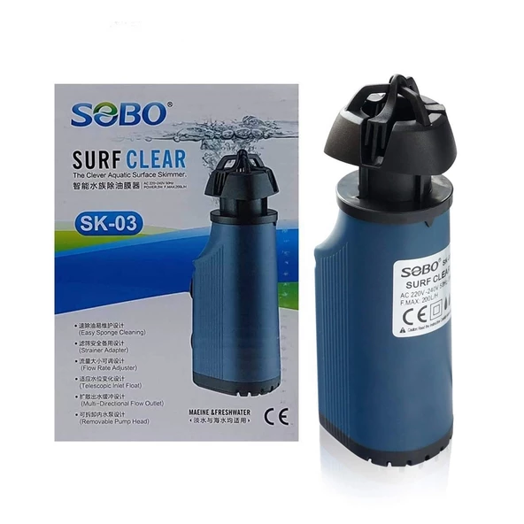 Sobo Surf Clear Akvaryum Yüzey Temizleyici İç Filtre 3W. 200 Lt/Saat SK-03 ürün görseli 1