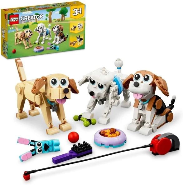 LEGO Creator Sevimli Köpekler 31137-7 Yaş ve Üzeri Çocuklar İçin Beagle, Poodle ve Labrador Modelleri İçeren Yaratıcı Oy ürün görseli 1