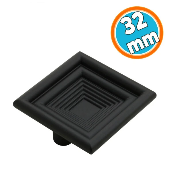 Çekmece Mutfak Kapak Dolap Kulpu Kulbu 32 mm Mat Siyah Kare Sert Plastik Kulp ürün görseli 1