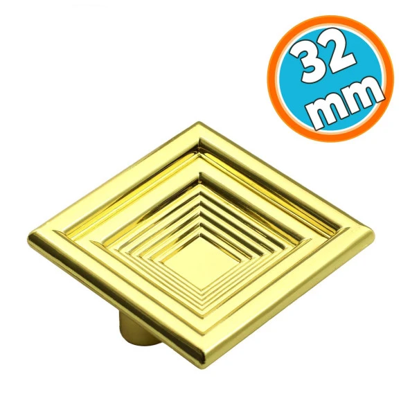 Çekmece Mutfak Kapak Dolap Kulpu Kulbu 32 mm Gold Kare Sert Plastik Kulp ürün görseli 1