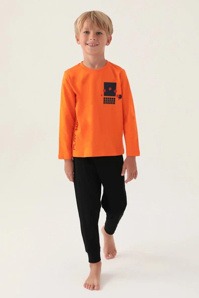 Roly Poly Premium Erkek Çocuk Pamuklu Rahat Kalıp Uzun Kollu Paça Lastikli Pijama Takımı ürün görseli 1