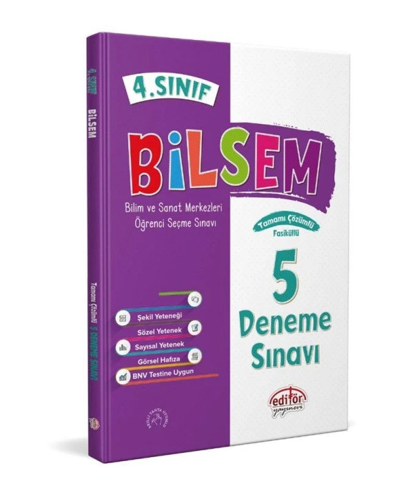 4. Sınıf Bilsem Tamamı Çözümlü 5 Fasikül Deneme Sınavı Editör Yayınevi ürün görseli 1