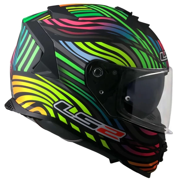 LS2 SSTORM 2 POWER MAT SİYAH-GÖKKUŞAĞI KASK - Resim 4