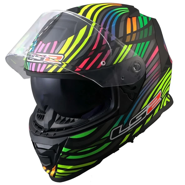 LS2 SSTORM 2 POWER MAT SİYAH-GÖKKUŞAĞI KASK - Resim 7