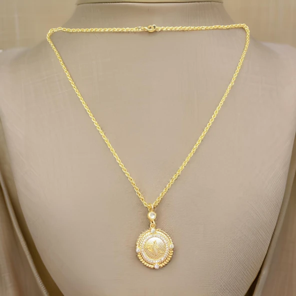 Saray Serisi: Günlük ve Özel Kullanım İçin 60 cm Antialerjik Parlak Gold Taş Detaylı Bijuteri Kolye ürün görseli 1